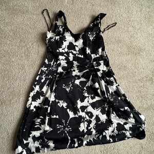 Ann Taylor Black and White Floral Midi Dress